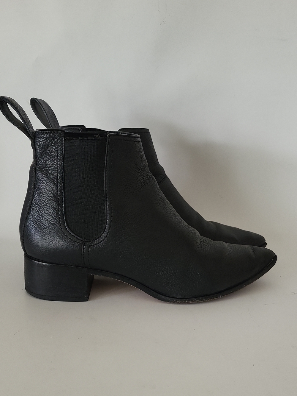 Loeffler Randall Black Textured Leather Pointed Toe Chelsea Boots Size 9.5